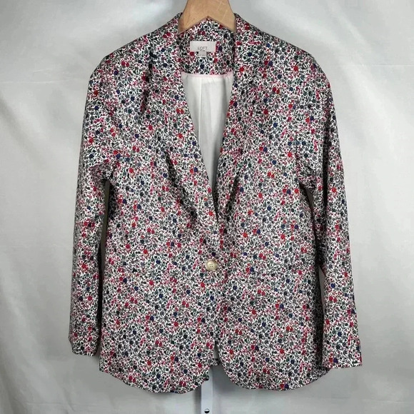Loft Blazer Size 8P Ditsy Floral Modern Colorful Coastal Office Brunch - Picture 1 of 9